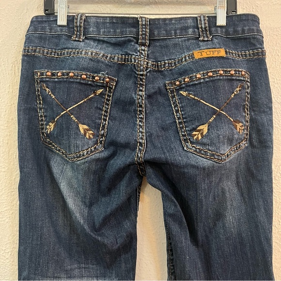 Cowgirl Tuff Denim - Cowgirl Tuff Women's Boot Cut Jeans - Blue with Gold Accents